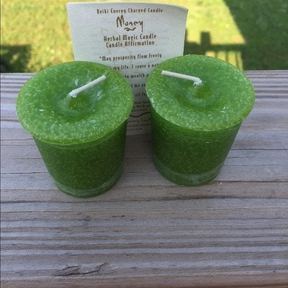 Money Reiki crystal journey natural candle 2 pack - Picture 2 of 4